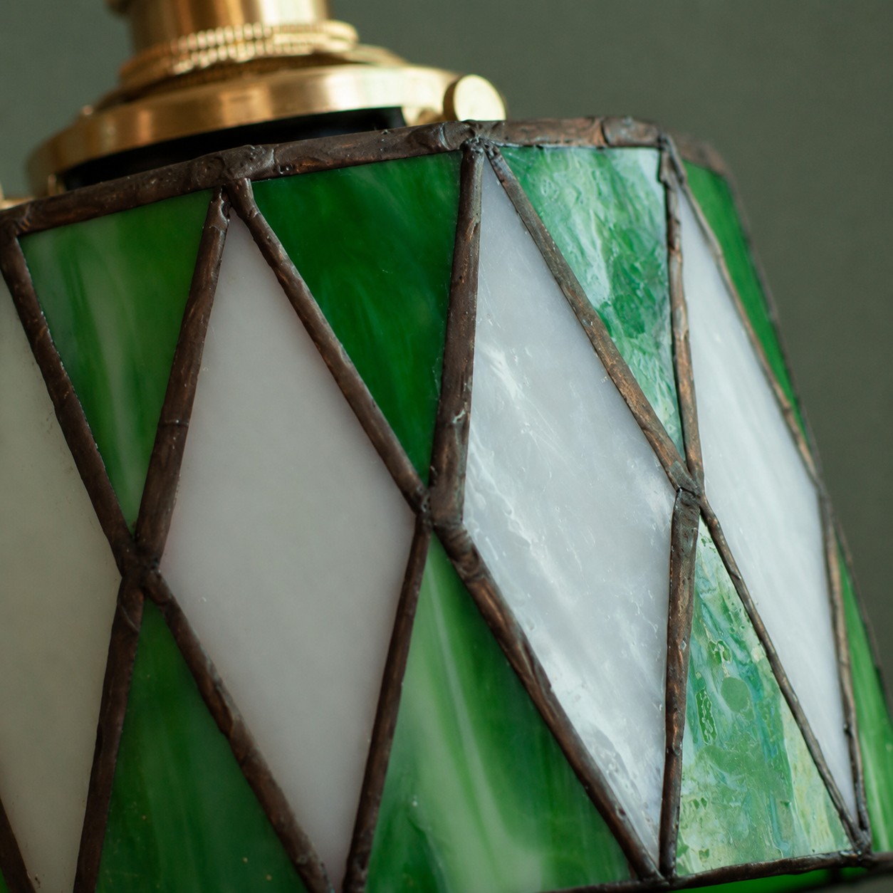 Vintage Green Stained Glass Pendant Light