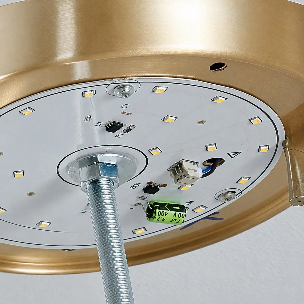 Integrated LED board inside the brass ceiling light