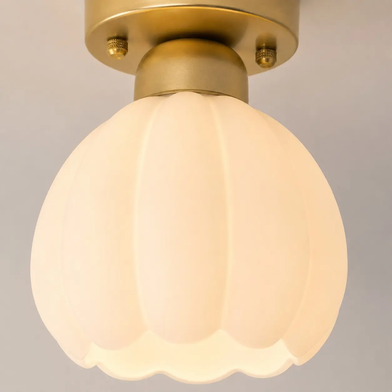 Ribbed milk glass shade detail