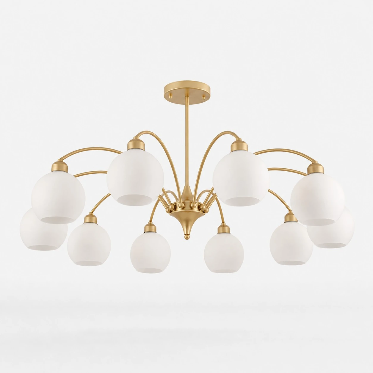 Gold 10-light glass globe chandelier