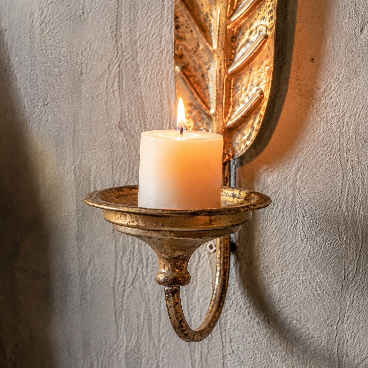 Vintage Leaf Wall Candle Sconce