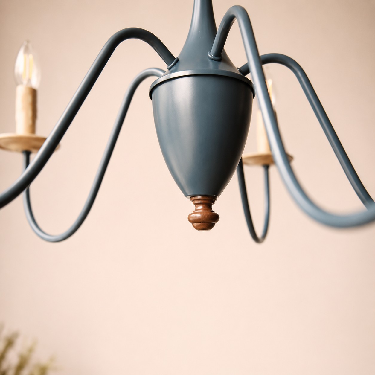 French candle chandelier central body and metal arm detail
